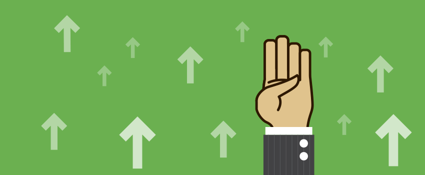 Illustration symbolizes collaboration in ITSM with third-party providers, set against a green backdrop of upward arrows. - SysAid