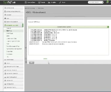 ITSM interface displaying Windows server details and update logs. Efficient service desk navigation menu on the left side. - SysAid