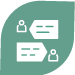 Icon depicting two chat bubbles with profile silhouettes, symbolizing a text conversation between two people.