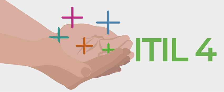 Open hands holding colorful plus signs with "ITIL 4" in green, illustrating the ITSM Value System in SysAid's framework. - SysAid