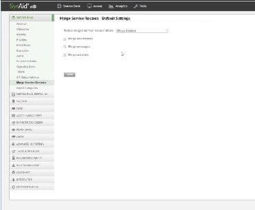 Screenshot of SysAid help desk interface displaying 'Image Service Records' settings with image upload options via radio buttons. - SysAid