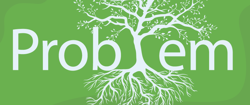 Text "Problem" transforms into a stylized tree with visible roots and branches on green, symbolizing ITSM's integrated problem management. - SysAid