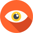 Orange and black eye icon symbolizes SysAid's ITSM solutions, enhancing visibility for your Service Desk operations. - SysAid