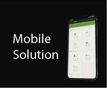 Smartphone shows ITSM mobile solution UI with options and notifications, illustrating SysAid's efficient help desk management. - SysAid