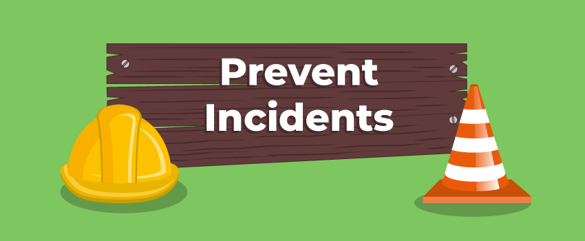 Illustration with 'Prevent Incidents' sign, yellow hard hat, and cone, emphasizing proactive ITSM strategies by SysAid. - SysAid