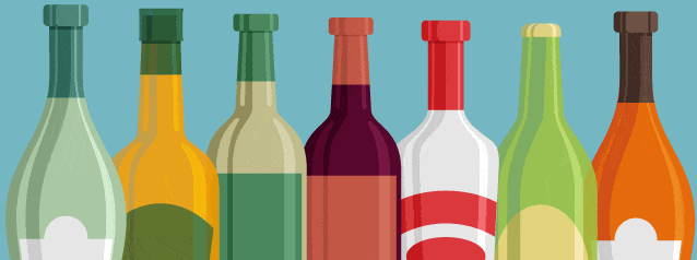 Illustration of multicolored wine bottles on a blue backdrop symbolizing ITSM's role in seamless change management. - SysAid