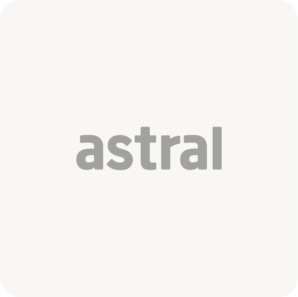 Grey lowercase text "astral" centered on a light grey rounded square background, symbolizing SysAid’s streamlined ITSM approach. - SysAid