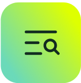 SysAid ITSM search icon: three horizontal lines and magnifying glass on a green-yellow gradient background for streamlined support. - SysAid