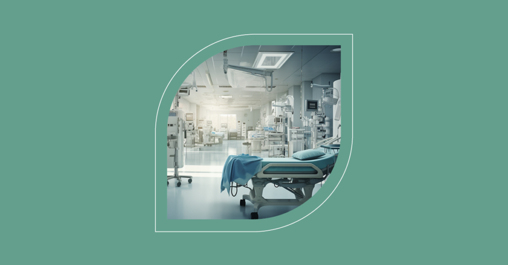 Hospital room with medical devices and bed; SysAid ITSM integrates to ensure HIPAA-compliant secure healthcare management. - SysAid