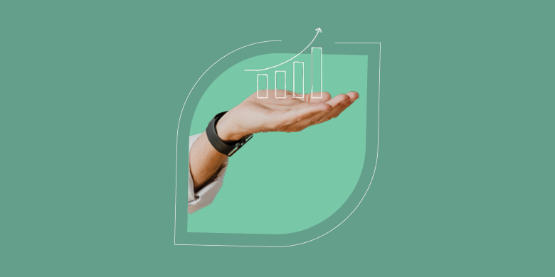 A hand supports an upward graph on a green backdrop, illustrating ITSM's role in automating and enhancing service desk efficiency. - SysAid