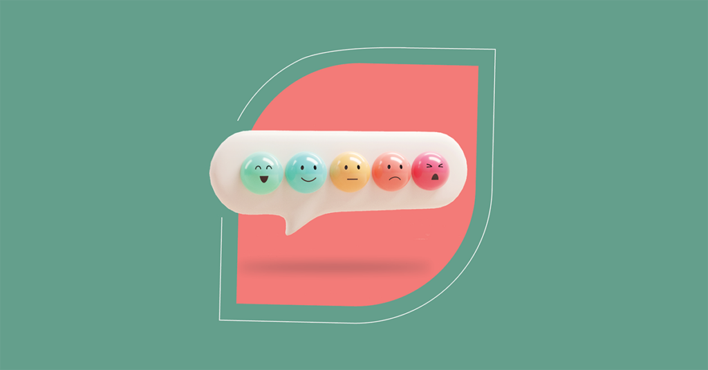 Five colorful smiley faces on a speech bubble symbolize positive employee experience, enhanced by SysAid's ITSM solutions. - SysAid