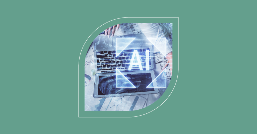Laptop with AI icon above keyboard, surrounded by hands interacting with digital interfaces, represents SysAid's ITSM capabilities. - SysAid