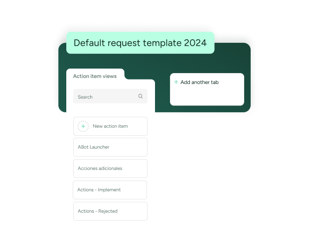 SysAid ITSM interface displaying a default request template 2024 with action items and option to add another tab. - SysAid