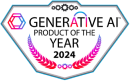 Diamond-shaped "Generative AI Product of the Year 2024" badge highlights SysAid ITSM innovation; pink laurel and hexagon accents. - SysAid