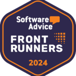 A sleek badge labeled "Software Advice Front Runners 2024" highlights SysAid's ITAM capabilities on a dark backdrop. - SysAid