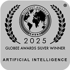 SysAid earns 2025 Globee Awards Silver for AI innovation, showcasing ITSM leadership with globe and laurel emblem. - SysAid