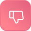 White thumbs down icon centered on pink background, representing ITSM feedback in SysAid Service Desk evaluations. - SysAid